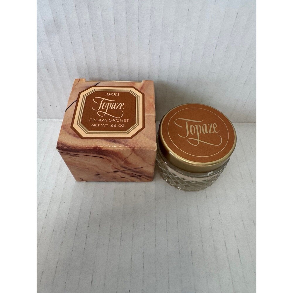 Vintage AVON Topaz Cream Sachet in Box Jar .66oz Scented NEW